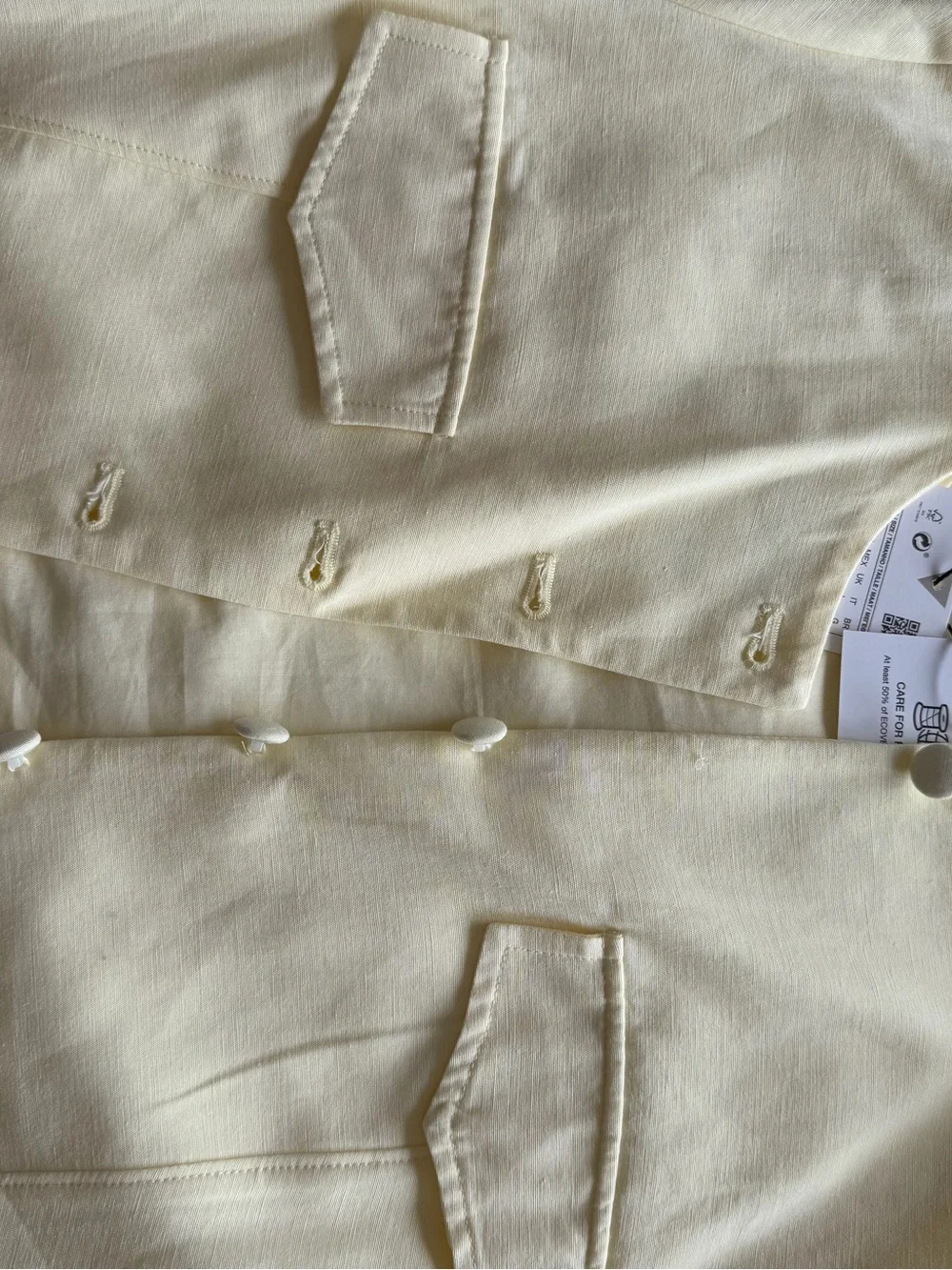 Zara Butter Yellow Linen Blend Co-Ord Set Size L NWT Button Top Mini Skirt - Picture 16 of 16